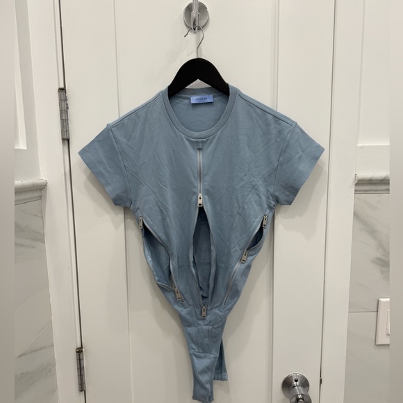 Mugler Light Blue Zipper Bodysuit - Picture 4 of 4